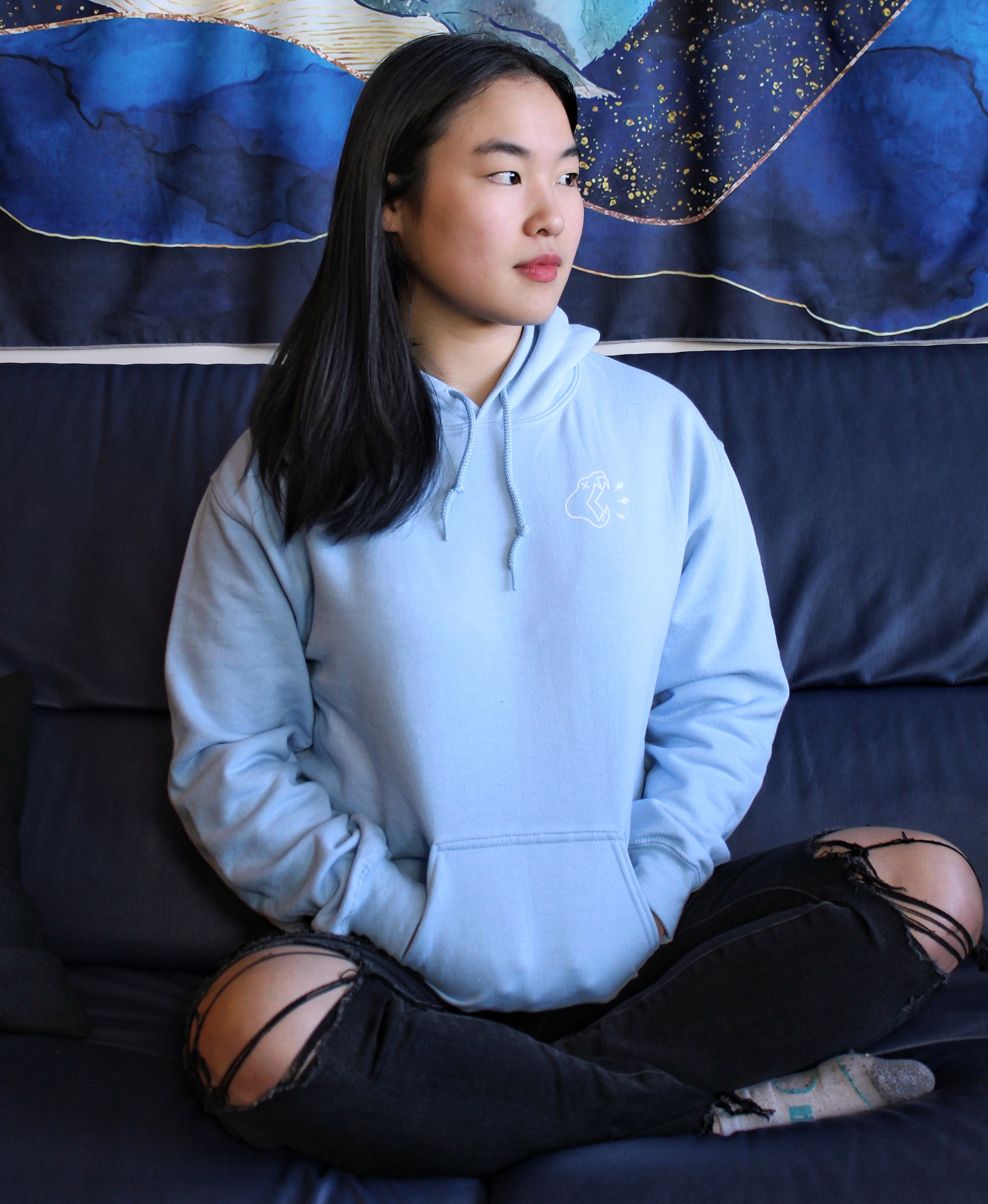 Baby blue 2025 hoodie women's